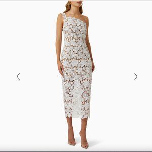 Bridal Elliatt Inflorescence Dress - White Lace Midi One-Shoulder - size M